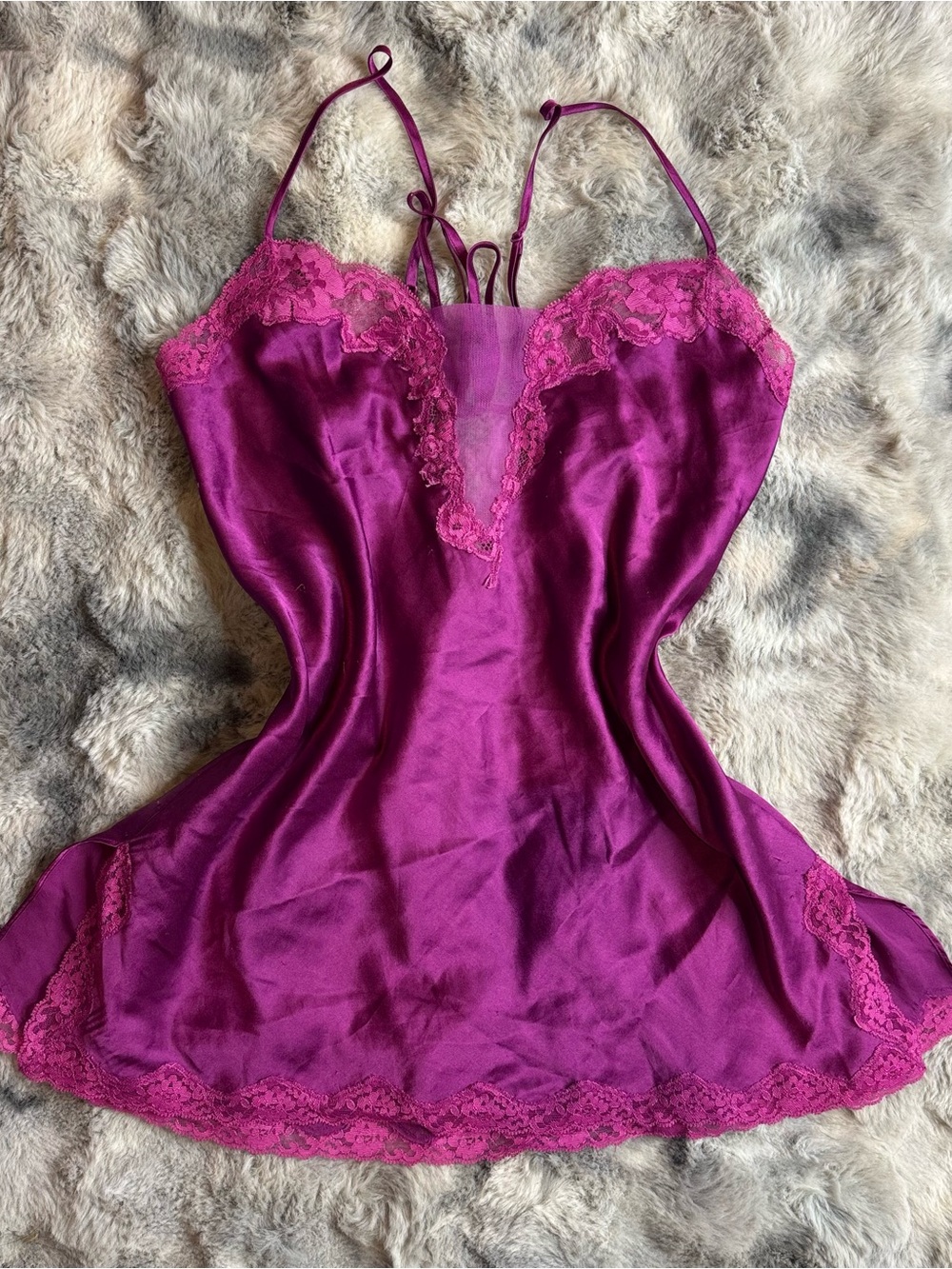 Vintage Y2K Victoria’s Secret 2003 Purple Satin Lace Slip Dress M